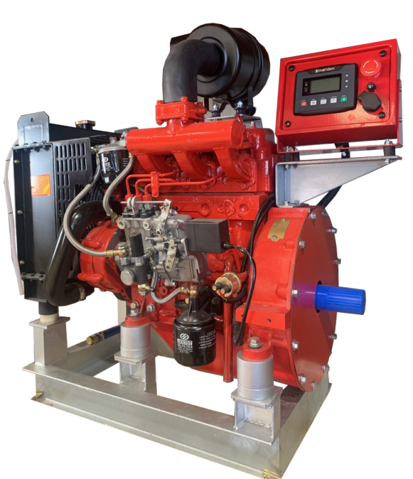 Legend 380 3 Cylinder Water Cooled Diesel Engine (11kW @ 1500 RPM) Supplied on Galvanised Sub-Frame with SmartGen Electrionic Engine Controller & Protection Panel, with 42mm Stub Shaft