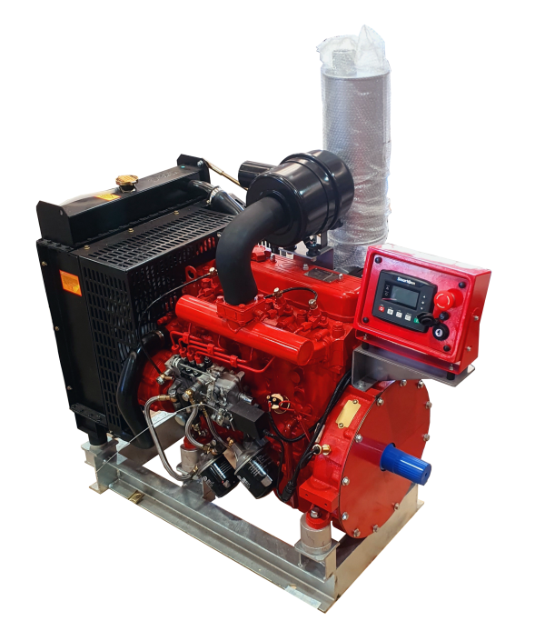 Legend 480 4 Cylinder Water Cooled Diesel Engine (18kW @ 1500 RPM) Supplied on Galvanised Sub-Frame with SmartGen Electrionic Engine Controller & Protection Panel, with 42mm Stub Shaft