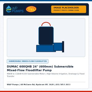 DUMAC 600QHB0.5-13.65-132KW 24" (600mm) Submersible Mixed-Flow Floodlifter Pump (90kW to 132kW)