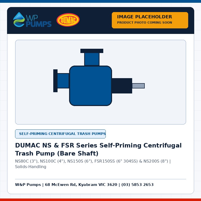 DUMAC NS100C 4" Self-Priming Centrifugal Trash Pump (Bare Shaft)