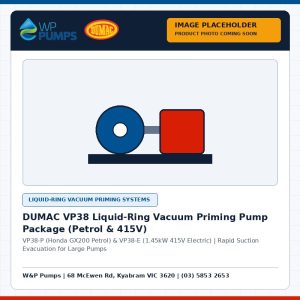 DUMAC VP38-E Electric Liquid-Ring Vacuum Priming Pump Package (1.45kW 415V)