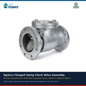 Agrinco Hot-Dip Galvanised & 316SS Flanged Swing Check Valve Assembly