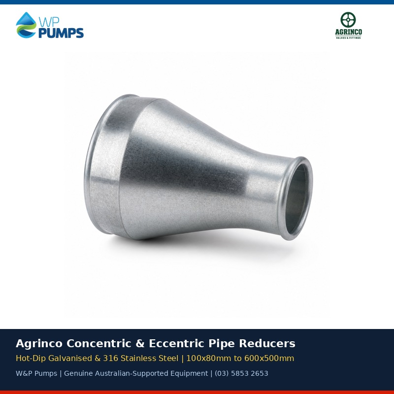 Agrinco Galvanised & 316SS Concentric & Eccentric Pipe Reducers